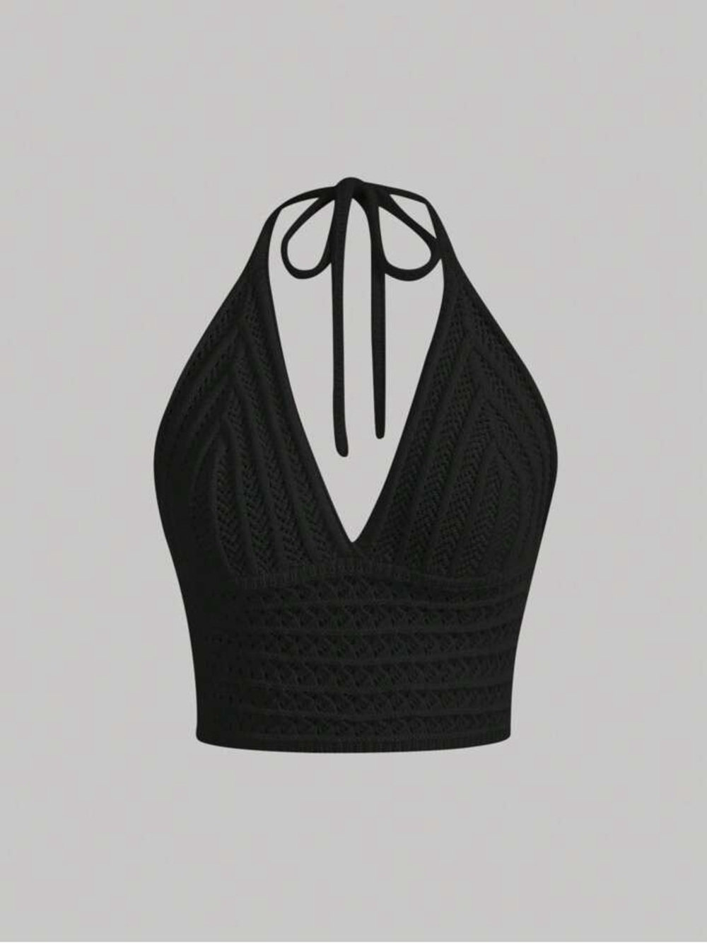 Black Crochet Halter Crop Top